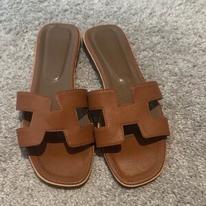 Brown Slide Sandals